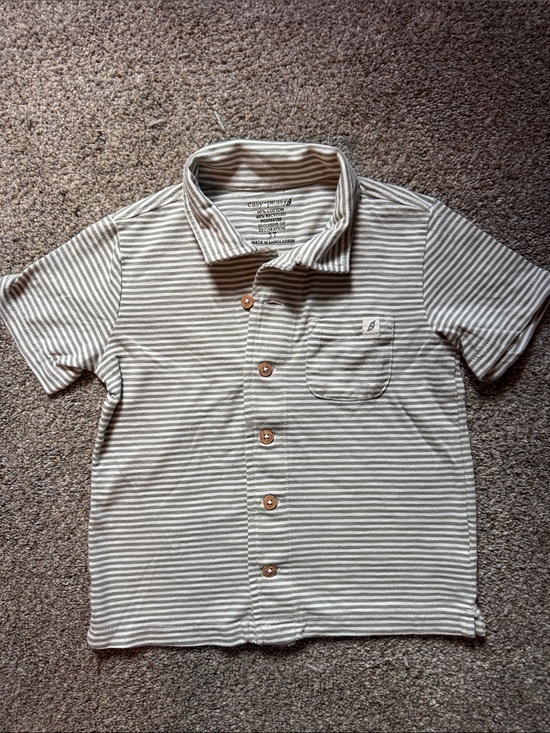 Easy Peasy Other - Children's Striped Button-Up Shirt - Neutral green/White easy-peasy 3t